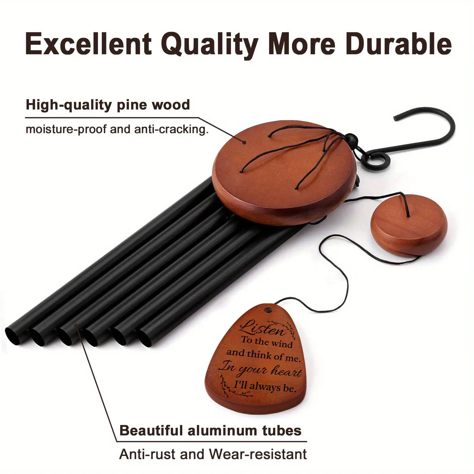 1pc Sympathy Gift Hanging Aluminum Wind Chimes for Outside Memorial Gifts for Loss of Loved One Bereavement Gift Windchimes for Remembrance Condolence Home Decor Outdoor Spring Garden Patio