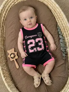 Baby Summer Basketball Jersey, Tank Top One-Piece Bodysuit Sports Wear, Romper Bodysuit, Ideal for Active Activities, Comfortable and Stylish Kids' Clothing