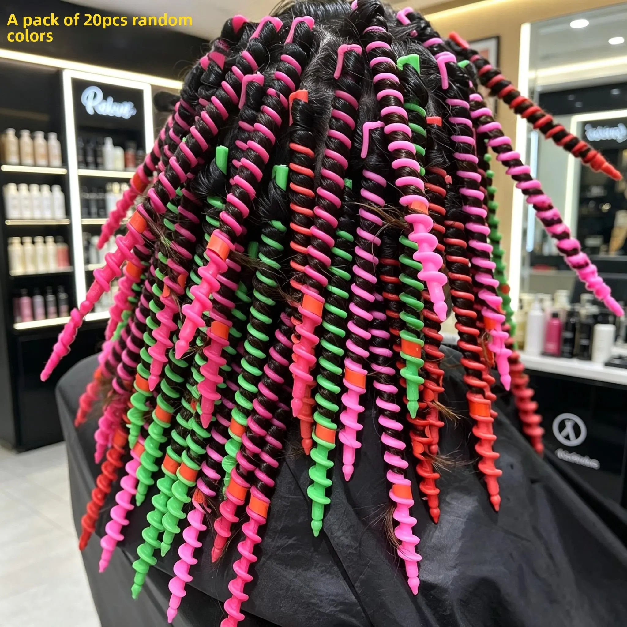 20Pcs Spiral Ionic Hair Curler DIY Styling Tool Hair Curling Tool Heatless Styling Hair Styling Tools Add Volume Layered Curls