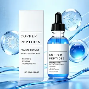 GHK-Cu Copper Peptide Serum with Hyaluronic Acid Facial Serum,  Copper Peptide Serum for Tightening, Collagen Boosting & Hydrating Men & Women, Cruelty-Free, Vegan Skincare