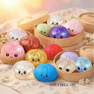 【Blind Box】2026 New Glitter Dumpling Squishy with Steamer Box, Soft Sensory Fidget Steamed Bun Squeeze Tool for Adult Stress & Anxiety Relief, Squishy Sensory Fidgets