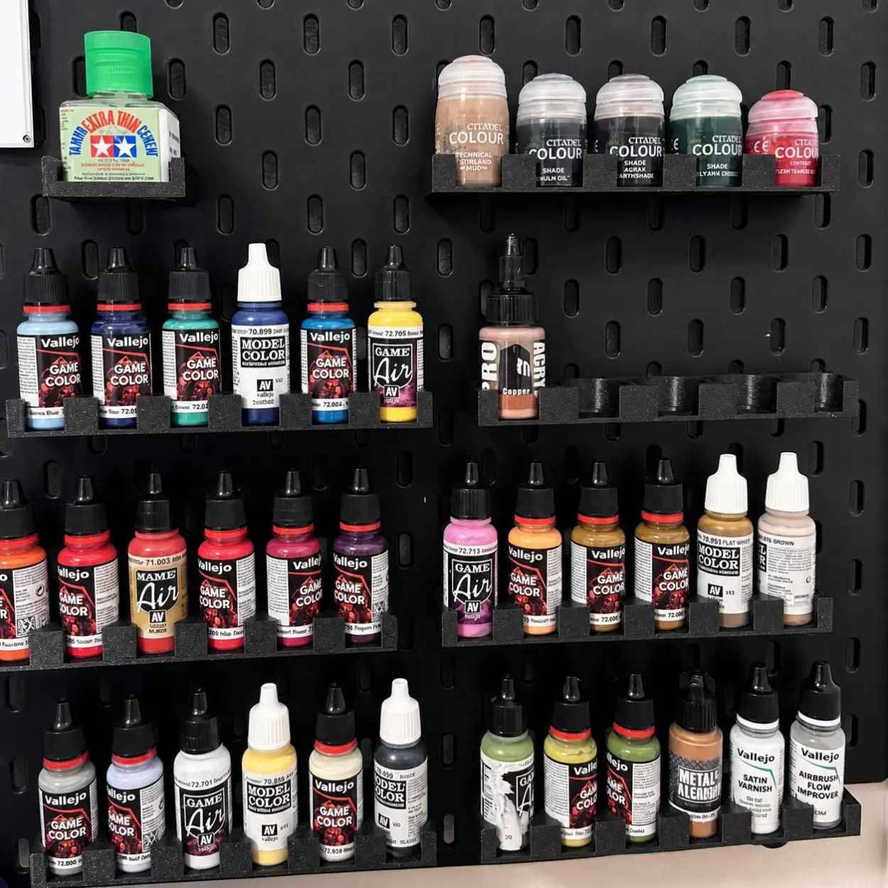 IKEA Skadis Miniature Paint Holder – Vallejo, Citadel or Pro Acryl Bottle Rack, Hobby Organizer