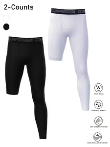 Men's 3/4 Leg Compression Tight Pants, Breathable Base Layer Gym Shorts, Ideal for Basketball & Fitness Training, Ultra-Shape Fit, Compression Leggings