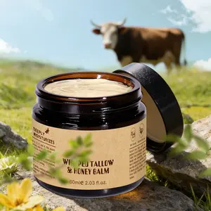 Guanjing Beef Tallow & Honey Balm Cream - All-Natural Moisturizer for Face, Body & Hands, Ultra-Nourishing Formula with Grass-Fed Beef Tallow & Honey, 60ml