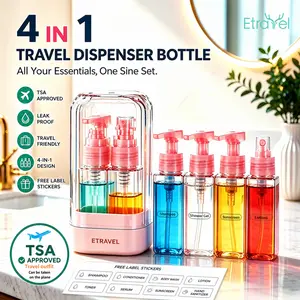 4-in-1 Travel Dispenser Bottle, Portable Compact Toiletry Container, Shampoo Lotion Storage, Easy Press, Smooth Flow, Refillable, Leak Proof, Cosmetic Bottle, Ideal for Business Trips, Vacations,and Frequent Travelers tiktokshopspringglowup