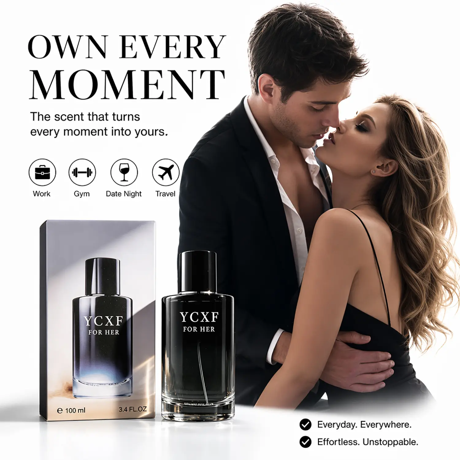Men's Pheromone Perfume, long-lasting fruity woody blend. Pheromones make her obsess over you, leave her breathless, create an intense night. Perfect for Thanksgiving, Black Friday & Cyber Monday. 100ml/3.4fl.oz. Men's Pheromone Cologne
