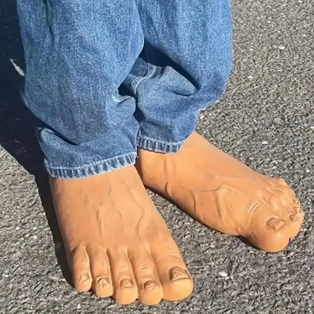 Funny Cool Cute Simulation Giant Feet Shoes, 2 Counts Rubber Cartoon Slippers, Simulated Barefoot Shoes, Cosplay Party Supplies, Costume Accessories, Party Favor Supplies, Footwear, Bar Clubs, Halloween, Prop