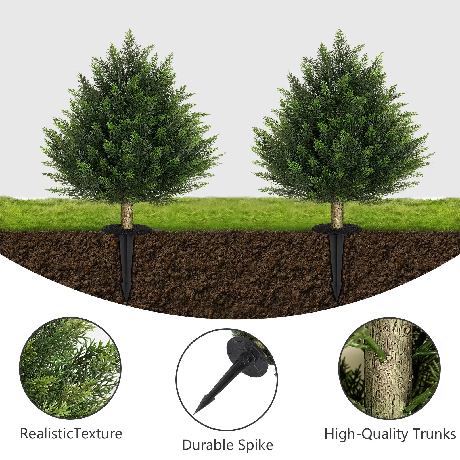 2 Pack25.6 Inch Artificial Cedar Bush Balls Realistic Fake Plants For Indoor And Outdoor Entrance Plants Can Be Planted In Ground Decor Garden Decor Front Porch Decor Decoration Fruit Decorative Ornaments Mother's Day Gift