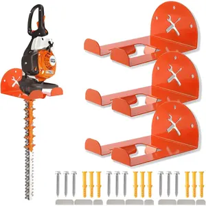 Upgraded Trimmer Rack Wall Mount - 8" Heavy Duty Weed Eater Hanger for Garage Wall Bracket, Garden Power Tool Holder Organizer Hooks for Grass Trimmer, Hedge Trimmer, Leaf Blower and Chainsaw, 3 Pack