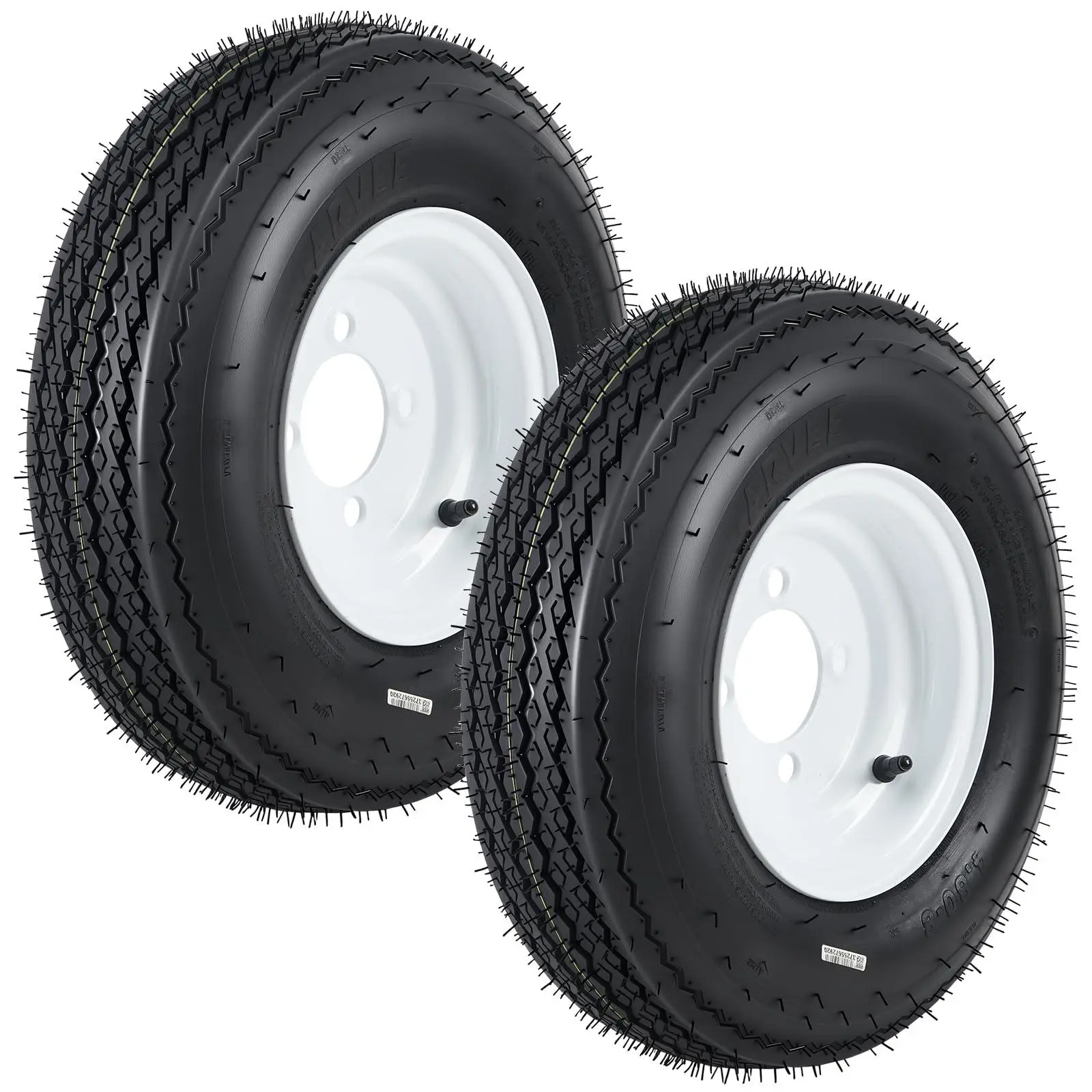 GARVEE 4.80-8 4.80x8 480-8 Trailer Tire and Wheel Assembly, Heavy-Duty Load Range C 6PR, 4 Lug White Modular Wheel, 8 Inch Tires for Utility/Boat/Camper Trailers, Set of 2