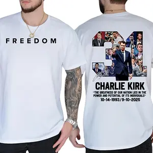 Rip In Peace Charlie Kirk 2 sided T-shirt, Charlie Kirk Great American Patriotic Lengends Never Die Memorial Tee, Made in USA, for Men & Women 100% Cotton, All Colors, Sizes S-4XL