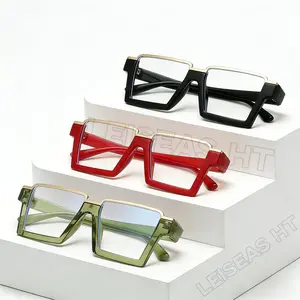 3 pairs of large frame geometric square thick frame glasses, anti blue light and anti fatigue glasses, trendy hip-hop glasses suitable for work and daily wear, unisex glasses