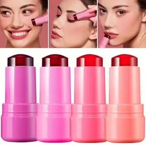 4pcs Jelly Blush Lipstick Makeup For Carry Multifunctional  Eyes Lips Cheeks Easy To Clear Matte Cream Long Lasting Jelly Blush Stick Tinted Cosmetic