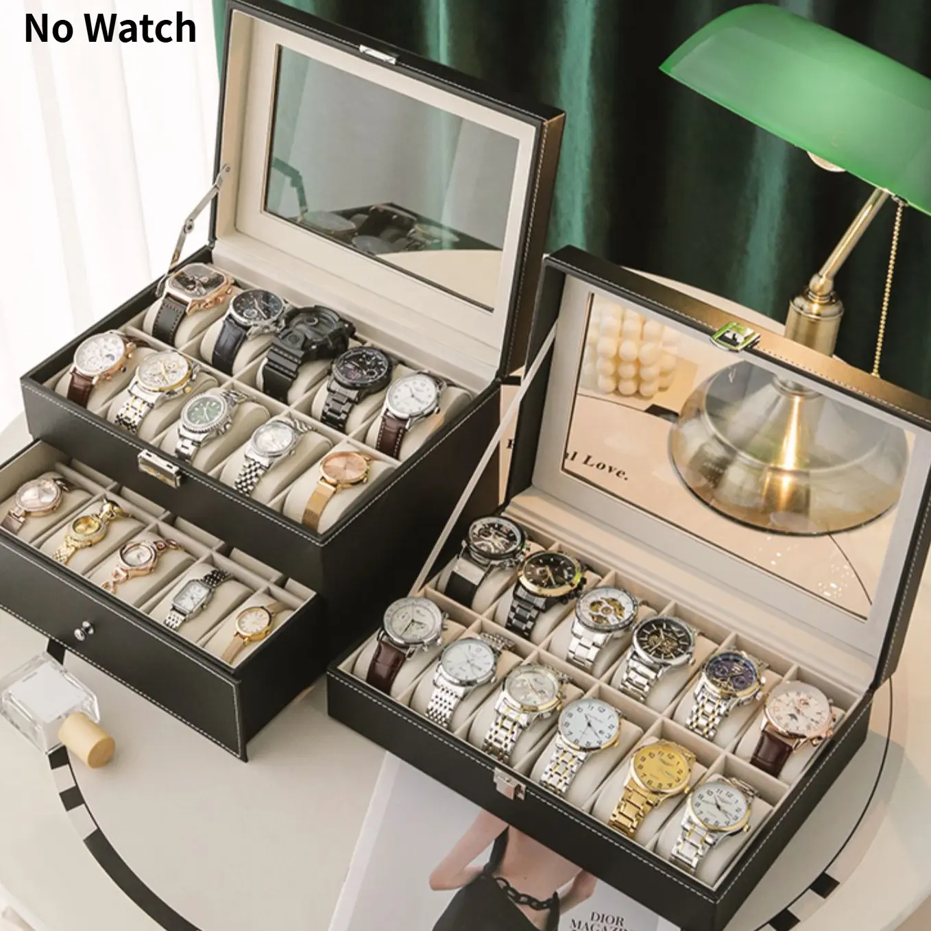 Large Capacity Watch Storage Box, 1 Count Watch Display Box, Jewelry Storage Box, Home Organizer for Watch & Jewelry, Home Supplies, Watch Holder, Wristwatch Storage