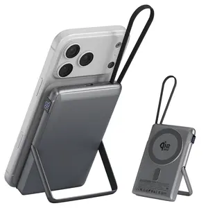 YWZ Wireless Power Bank with Semi-Solid-State Battery, Qi2.2 25W Fast Charging, PD 30W Input/Output, 3-in-1 Portable Magnetic Wireless Charger with Foldable Stand for iPhone 17/16/15/14/13/12, Samsung & Android