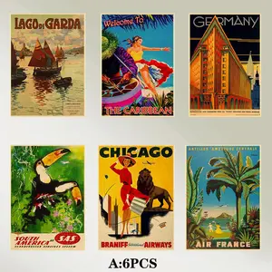 Vintage Travel Poster, Retro Travel Poster, Wall Art Poster, Wall Art Decor for Home Living Room Bedroom Office, Photo