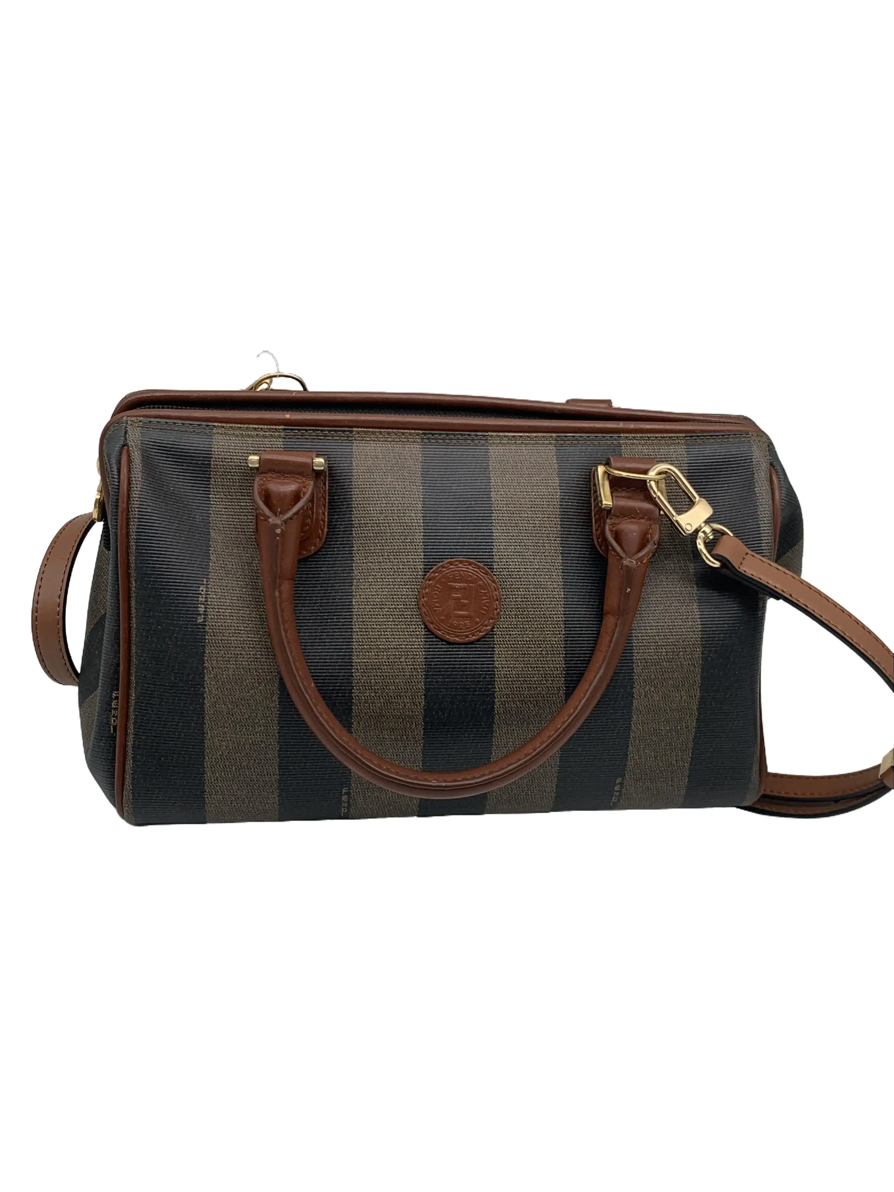 Pre-owned FENDI Pequin Striped Boston Handbag/WJ06730013/0013