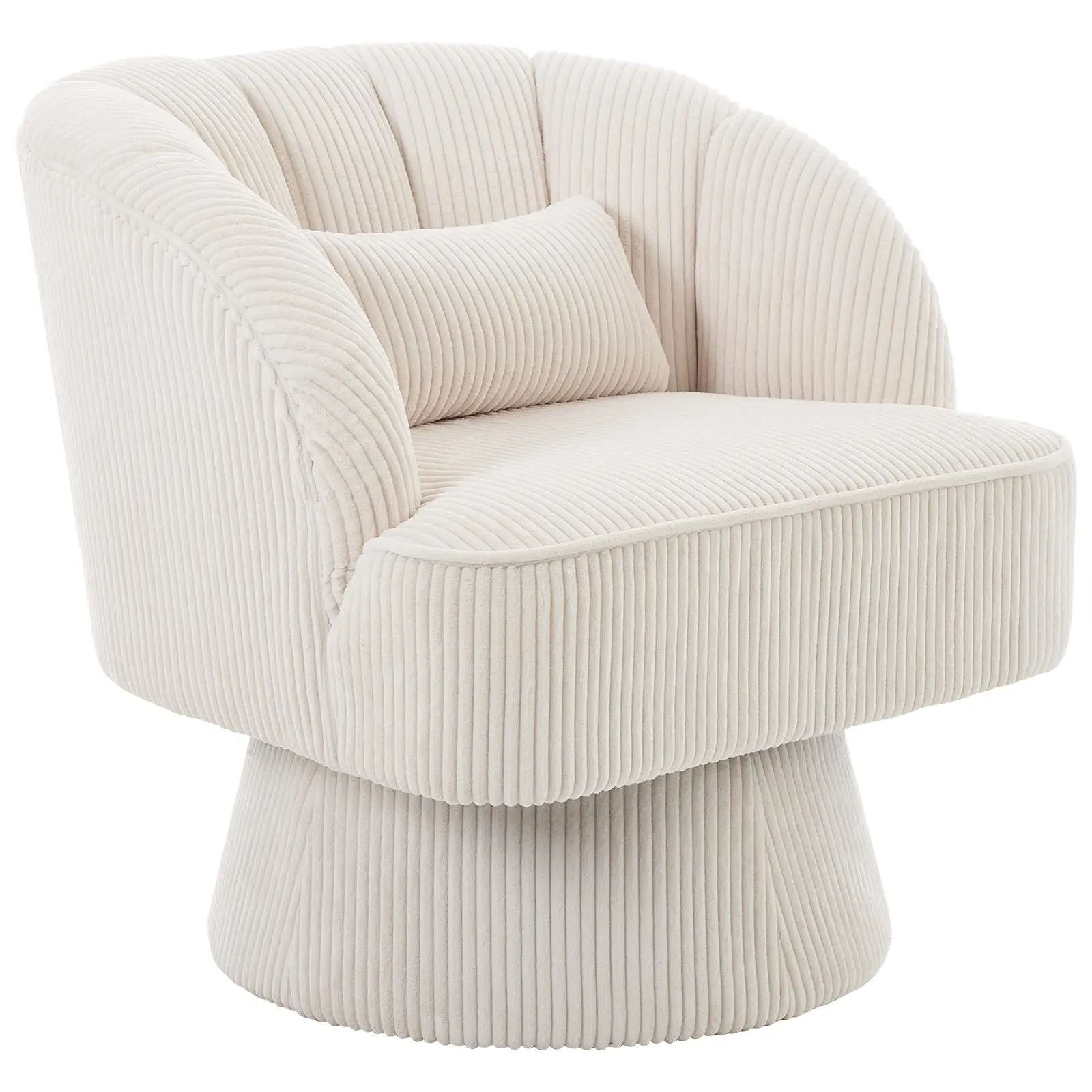 YJ-Garvee and Garvee Modern 360° Swivel Barrel Accent Chairs, Plush Velvet and Teddy Fabric Upholstered, Striped Backrest, Comfortable Round Lounge Chairs for Living Room, Bedroom, Office, Reading Nook, Multiple Colors