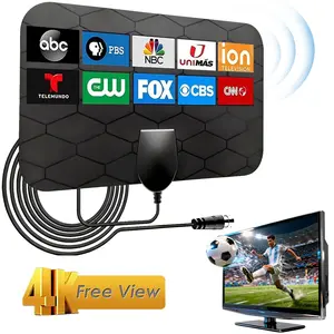 TV Antenna Indoor,Digital TV Antenna for Smart TV Indoor,Support 4K 1080p with Signal Booster for Local Channels, Long Range Reception，Easy Installation