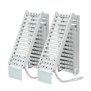 Set of 2 Foldable ATV Ramps 72" L x9" W, Folds into Three Sections ATV Ramps, Silver Color, Metal Loading Ramps Total Weight Capacity 1000 lbs