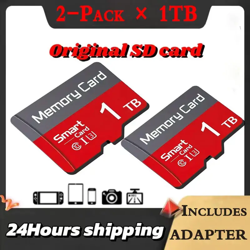 2-Pack 1TB Micro SD Cards with Adapter, Storage Cards for Phones & Cameras