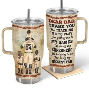 Baseball Dear Dad Thank You For Teaching Me - Gift For Father - Personalized Custom Tumbler