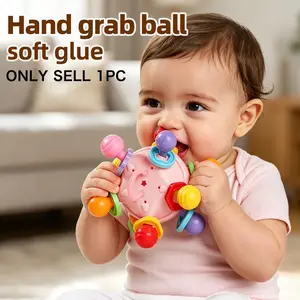 Manhattan Baby Teething Toy Sensory Teether for Infants 0-1 Year Old, Early Education Grasp Training Rattle Squeaker, Safe & Fun Infant Development Tool