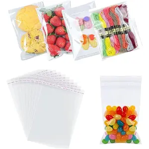 300 Pack 6.7"x4" Clear Self Adhesive Cookie Bag Individual Cookie Bags Resealable Self Sealing Cellophane Bags for  Giving Packaging  Candy Cookies