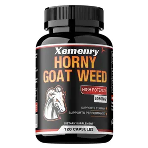 Xemenry Horny Goat Weed Capsules with Black Pepper Extract - Herbal Dietary Supplement - 120 Capsules
