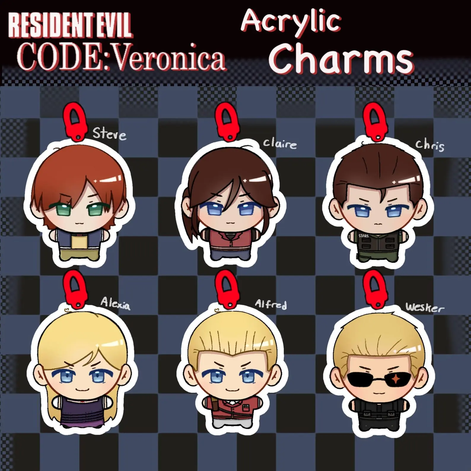 Resident Evil Acrylic Keychain - Steve, Claire, Chris, Wesker, Alexia, Alfred, Great For Daily Use Or As Thoughtful Little Gifts For Your Friends And Yourself