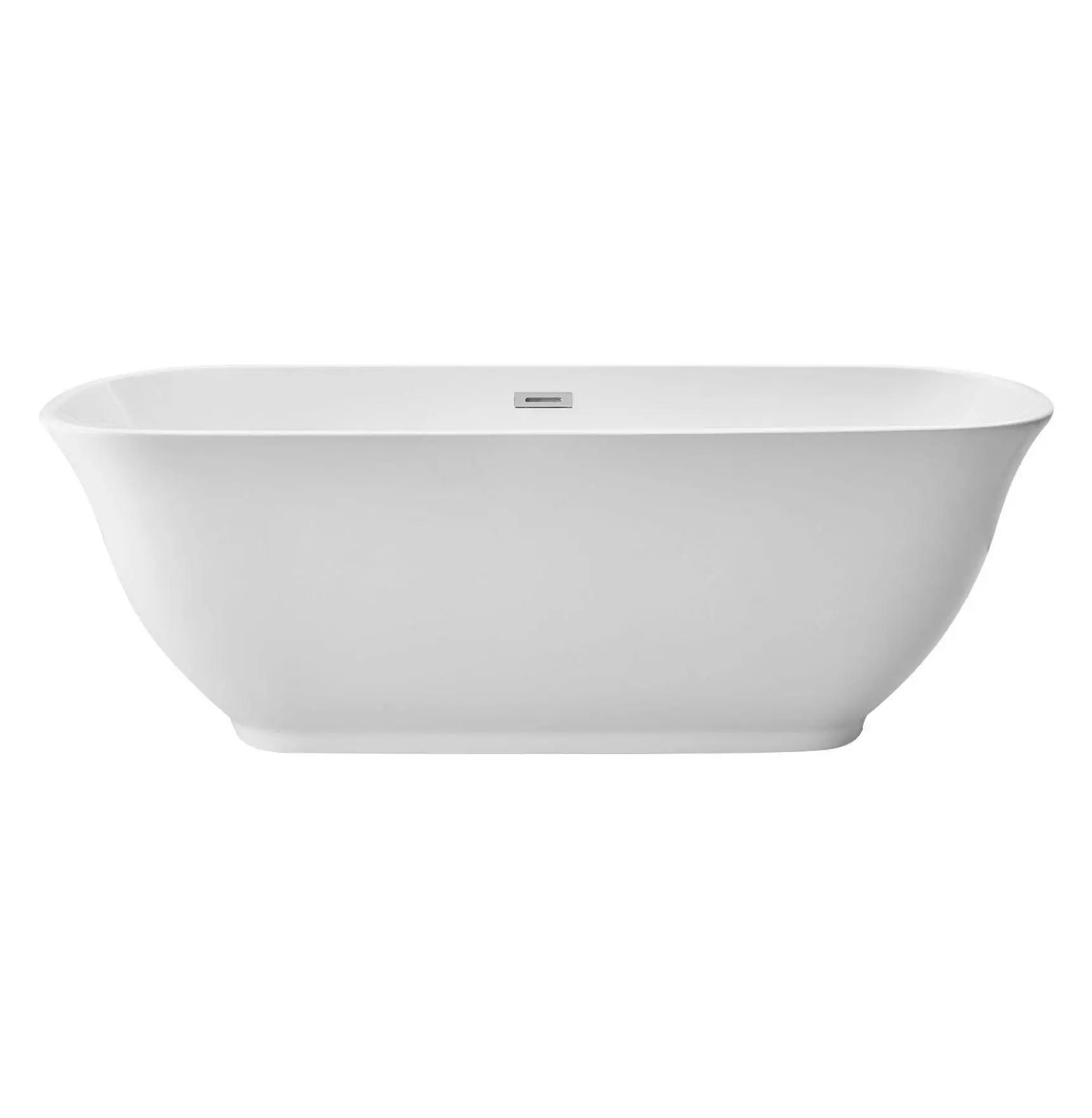 Acrylic Freestanding Bathtub 67 Inch, White Oval Soaker Tub with Chrome Drain & Overflow, Modern Stand Alone Tub for Bathroom Remodel Default