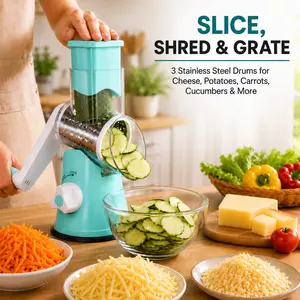 Deals For You Mid Year Sale Rotary Cheese Grater with 3 Stainless Steel Drums Hand Crank Vegetable Slicer and Shredder for Cheese Potatoes Carrots Cucumbers Salad Prep Kitchen Gadget Restock