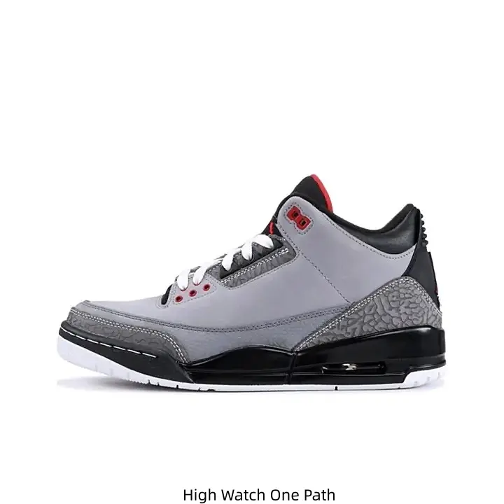 Grey Black Two-Tone Leather Mid Top Jordan Casual Sneakers Dark Grey Elephant Print Side Panel Red Accent Red Jumpman Logo Air Cushion White Rubber Outsole Daily Walking Trainers for Men Women Street Fashion