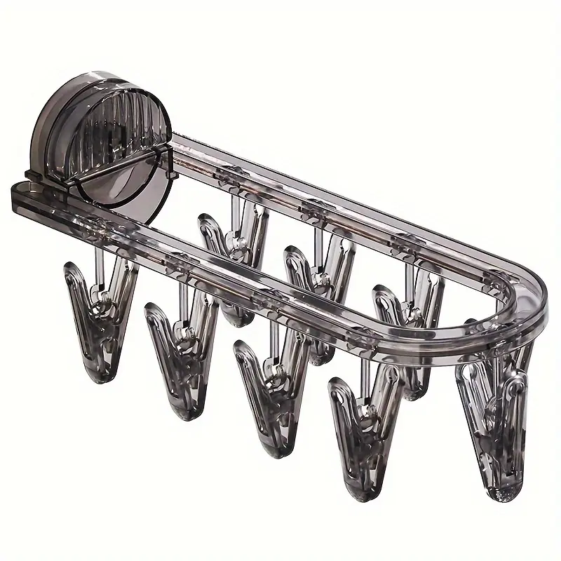 Bathroom Suction Cup Drying Rack, Folding Socks Drying Rack, Household Clothes Rack Multi-Clip Drying Socks Artifact Balcony Glass Socks Clip, Laundry Drying Rack