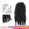 QVR Natural Black Burmese Curly Crochet Human Hair Extensions, Machine-Made Feather Style for Stylish Summer Looks