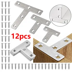 T-Shape Corner Connector with Screws, Durable Furniture Fastener, Sturdy Bracket, Mounting Brackets, Ideal for Cabinets Chairs Tables, Strong and Reliable