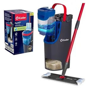 O-Cedar H2prO Flat Mop System | Quick Cleaning Tool | Clean with Clean Water | Machine Washable Reusable Microfiber Mop Pad | Safe on Wood Floors, Vinyl, Tile, Baseboards, Walls