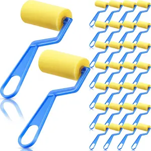3 Inch Foam Paint Rollers Painting Sponge Roller Small Sponge Paint with Plastic Handle for Young Artists Kids Early Educational Graffiti Painting Art Craft Supplies(30 Pieces)