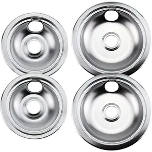 316048413 and 316048414 Replacement Chrome Drip Pans for Frigidaire Kenmore - Includes Two 6-Inch and Two 8-Inch Pans (4 Pack)
