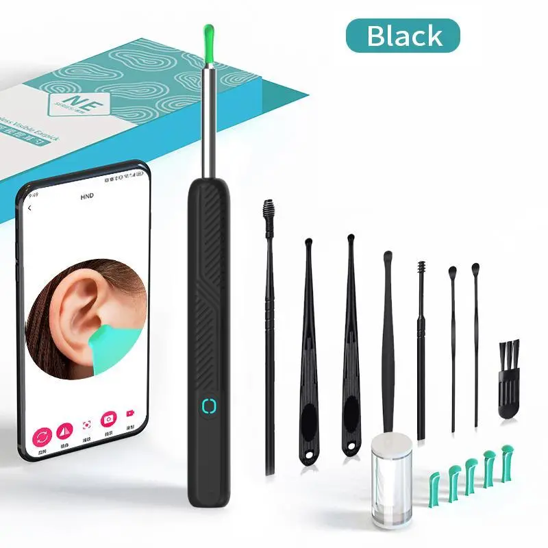 Earwax Removal Tool Set with Camera, Portable 360° Wide Angle Ear Cleaner, Waterproof Endoscope, Type-C Charging, Fits iPhone & Android, Ear Cleaning Tool, Ear Cleaning Kit