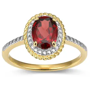 Affinity Gems Birthstone & Diamond Halo Ring, 18K Gold Plated