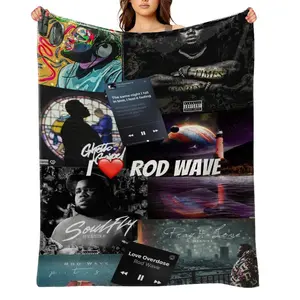 Rod-Wave--Flannel Throw Blanket for Girls Boys- Ultra Soft, Anti-Shrink & Wrinkle-Resistant ,Quick-Dry, Machine Washable Cozy Throw ,Perfect Gift for Kids Adults A-74