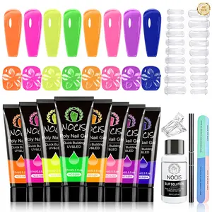 Nocis 8 Color 15ML High-End Pain-Free Extension Glue, Poly Gel Kit, Polygel Nails, Full Set Tools, No Damage Nail, Ultra Comfortable, Professional Manicure Kit, Nail Art Kits
