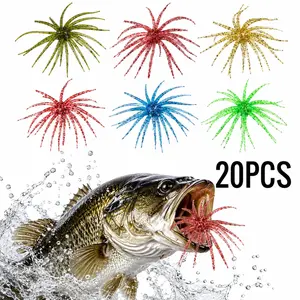 20PCS Soft Plastic Fishing Lures, Floating Freshwater Bass Baits with Realistic Sea Urchin Design & Lifelike Details, Durable Artificial Bait for Fishing
