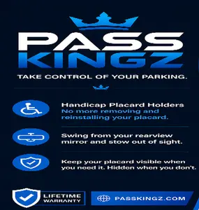 Pass King Handicap Placard Holder - Convenient & Secure Display with Magnetic Storage System for Easy Access and Full Compliance with Regulations