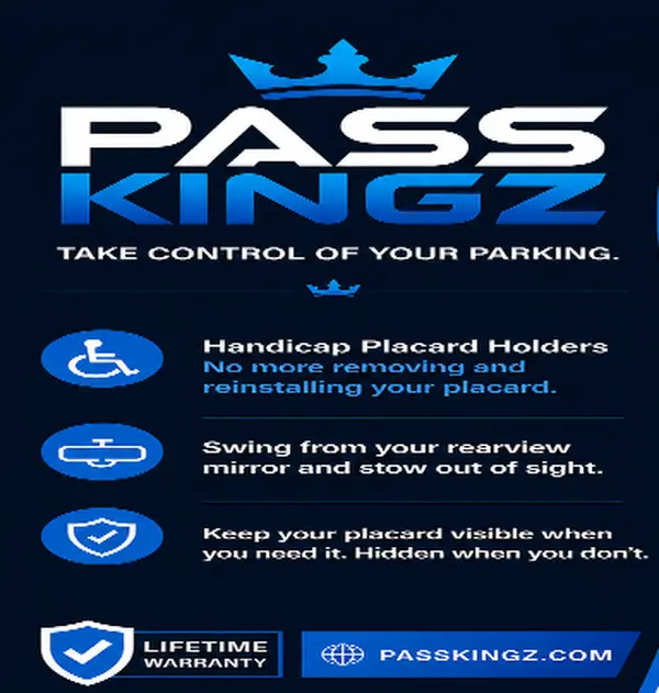Pass King Handicap Placard Holder - Convenient & Secure Display with Magnetic Storage System for Easy Access and Full Compliance with Regulations
