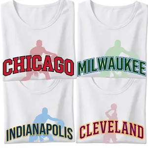 [Free Shipping][Promotion]Basketball Shirt Vintage Sports Tee Women City Basketball Player Graphic Chicago Cleveland Detroit Indianapolis Milwaukee Retro Midwest Streetwear Oversized Comfy Top