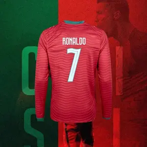 2026 Portugal Home Long Sleeve 7# Cristiano Ronaldo Soccer Jersey Red Football Jersey Quick Drying