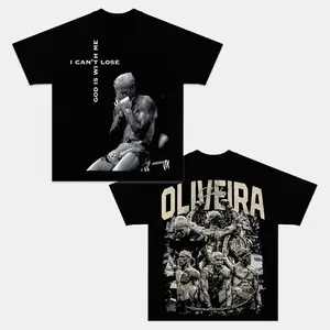 [ 🥊 Sale Up To 50%]Charles Oliveira Double Sided Graphic Tee, Vintage UFC Fighter T-Shirt, Do Bronx Fan Merch, "I Can't Lose God Is With Me" Shirt, Cotton Streetwear Top, Retro MMA Fight Night Gift Tee for UFC Fans