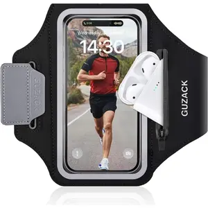 Running Armband with Earphone Pouch & Card Slot, Running Phone Holder for  16 15 14 Pro Max Plus Galaxy S25 S24 S23 Ultra, Up to 6.8" Phones